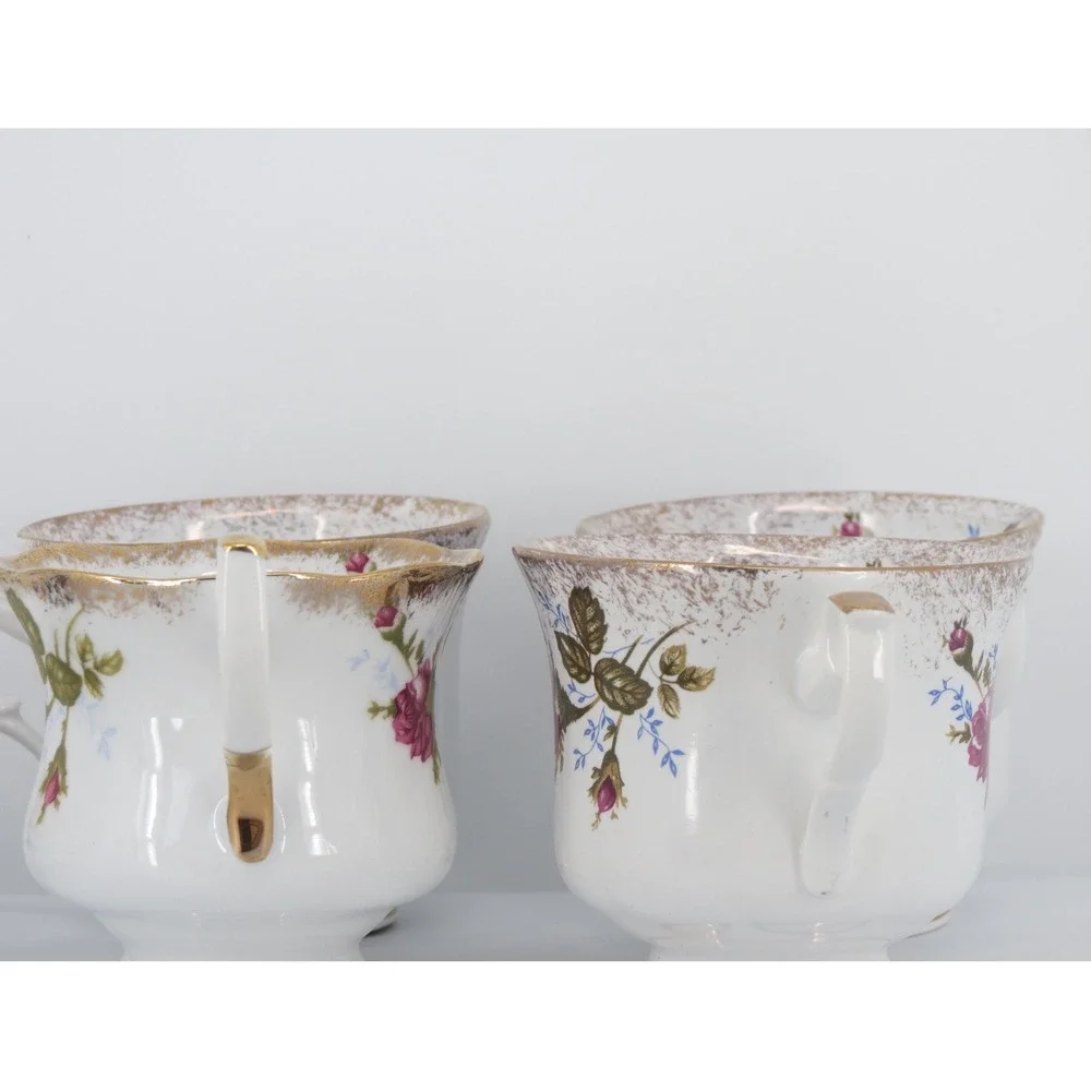 Vintage Chodziez Floral Rose Teacup & Saucer Set Gold Trim Pink Flowers Romantic